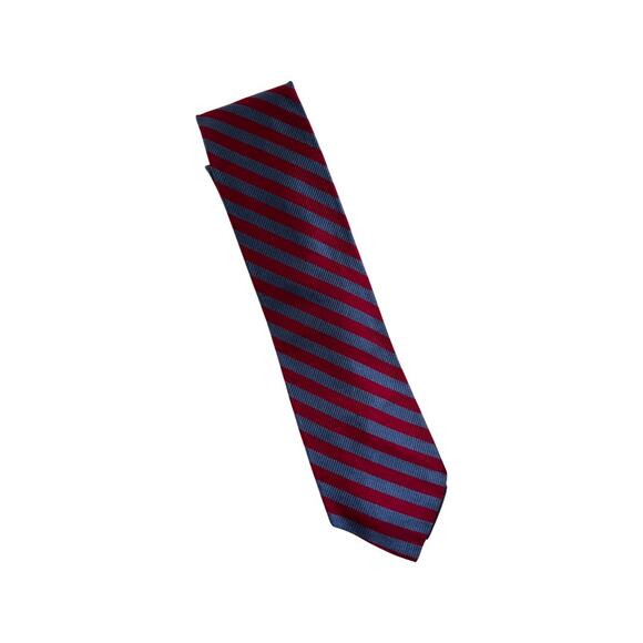 Vintage Hudson 1960s Skinny Red and Grey Silk Necktie - Picture 2 of 4